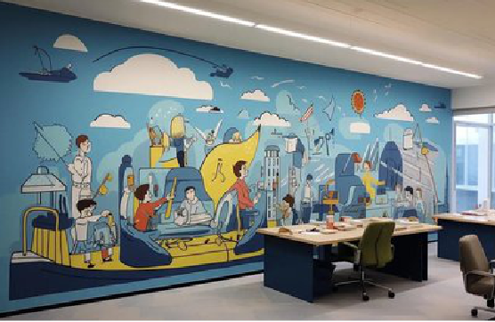 灵山办公室墙绘的特点。