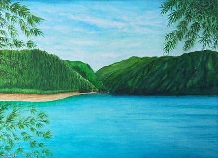 灵山在墙绘中，如何绘画绿水青山？