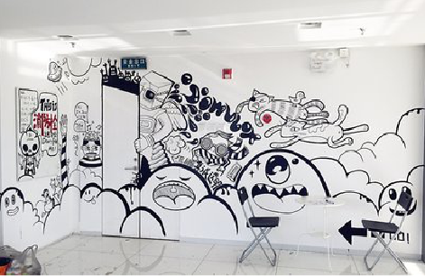 灵山手绘墙并非传统涂鸦。